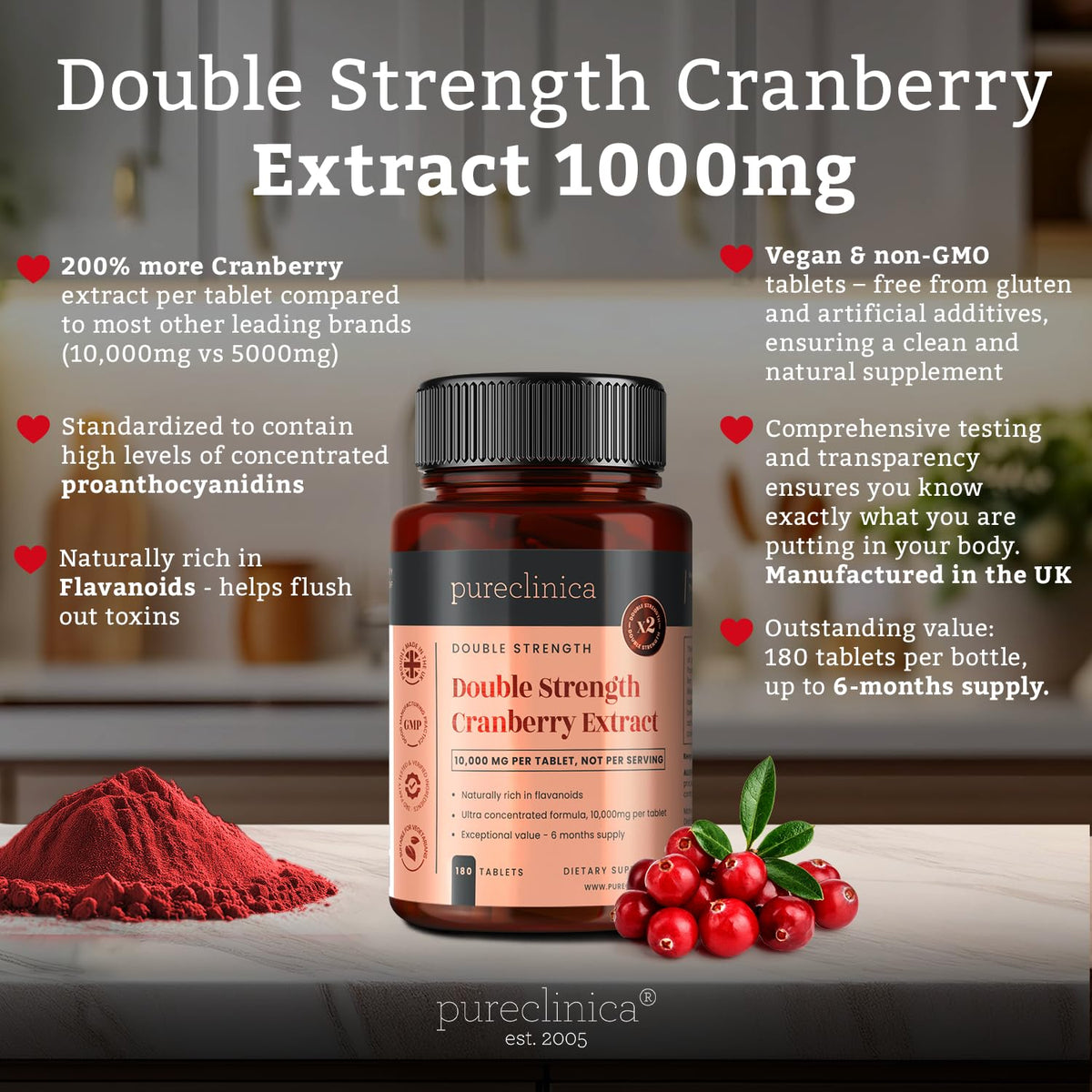 pureclinica Double Strength Cranberry Extract - 720 Tablets - image 3