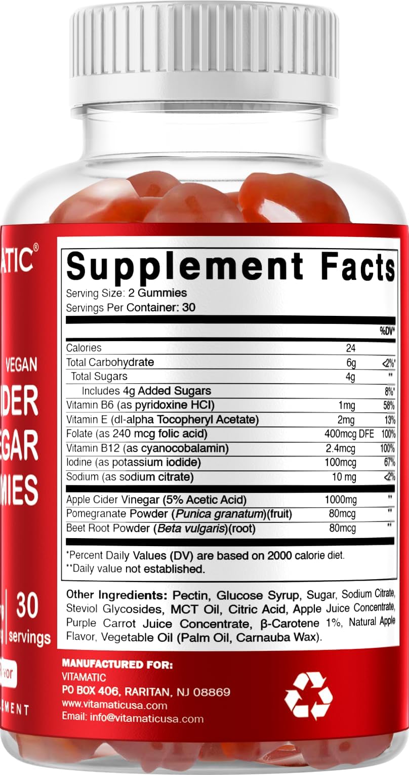 Vitamatic Apple Cider Vinegar Gummies 1000 mg - 60 Gummies - image 9