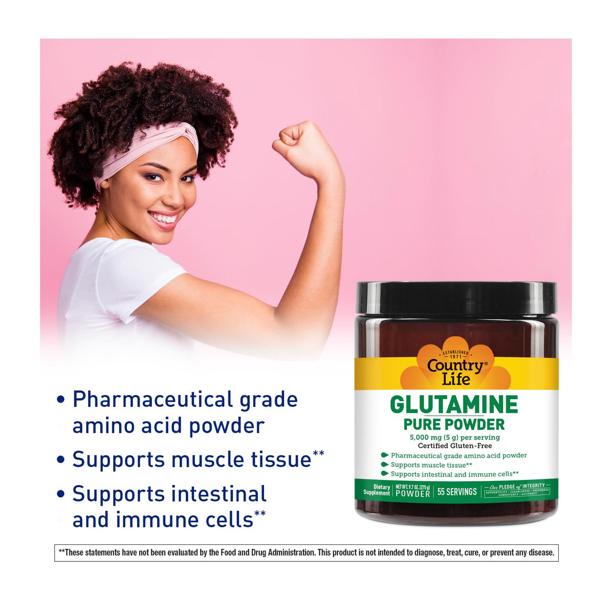 Country Life Glutamine Pure Powder 5000 mg - 55 Servings - image 2