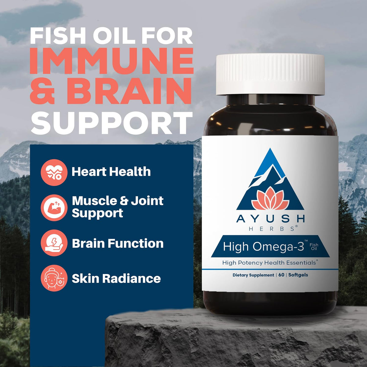 Ayush Herbs High Omega 3 1000mg - 60 Softgels - image 2