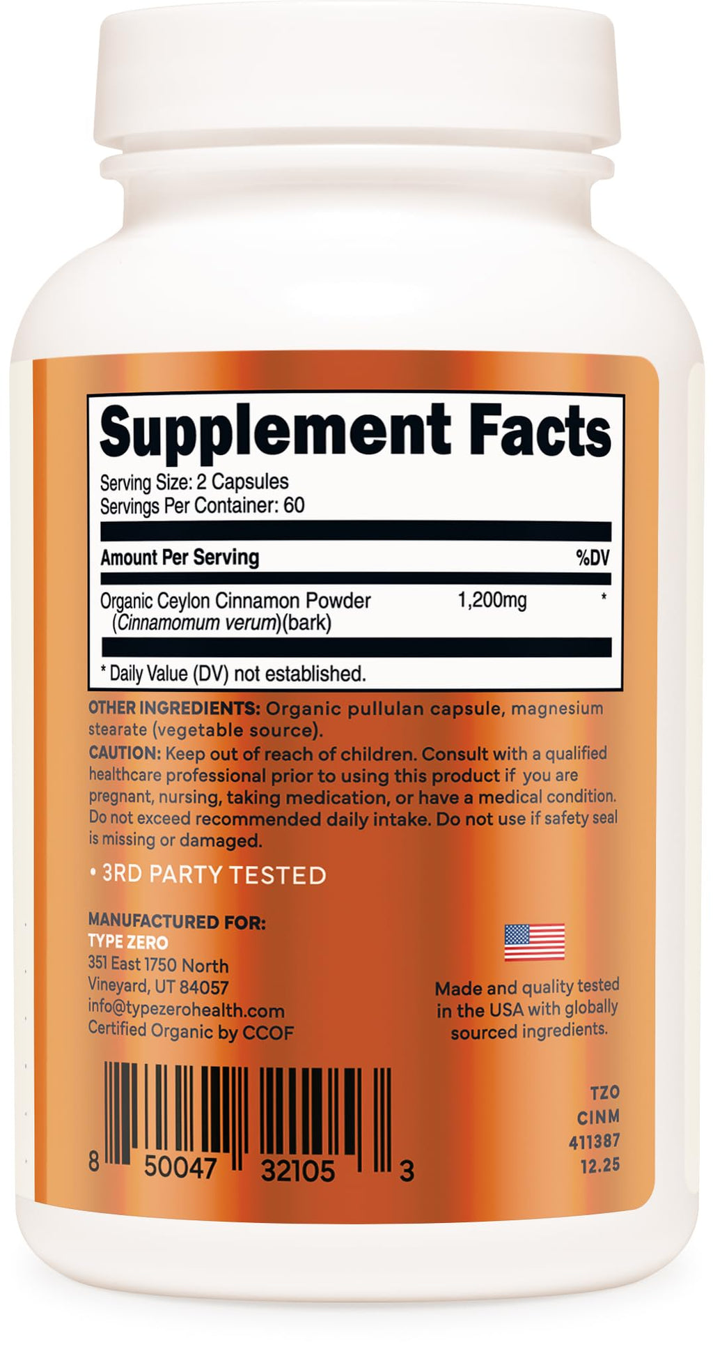 Type Zero Ceylon Cinnamon 1200mg - 120 Capsules - image 4