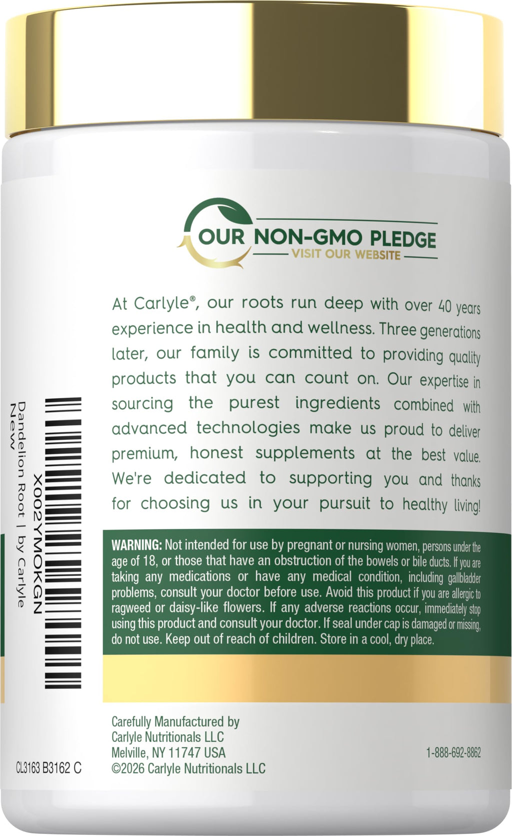 Carlyle Dandelion Root Extract - 300 Capsules - image 3