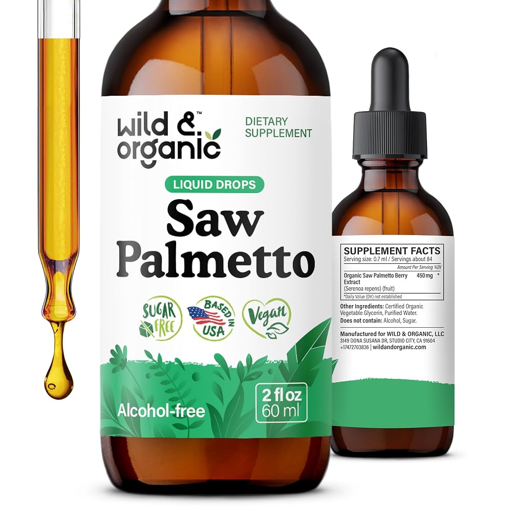 Wild & Organic Saw Palmetto Liquid Extract Supplement for Men & Women
