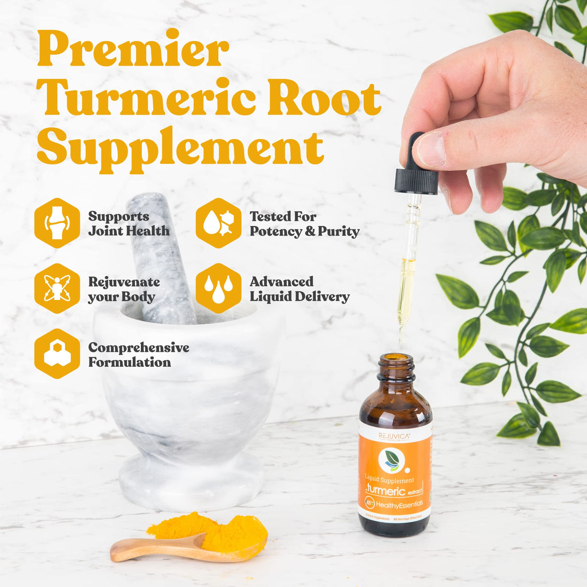 Rejuvica Health Turmeric Root Extract Liquid with Curcumin - 2 Fl Oz - image 2