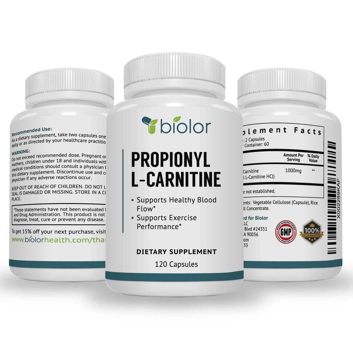 Biolor Propionyl-L-Carnitine Blood Flow Support - 120 Capsules - image 9