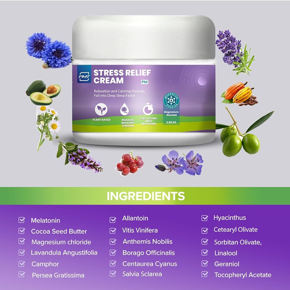 PMT Stress Relief Cream with Magnesium & Melatonin - 2.83oz - image 2