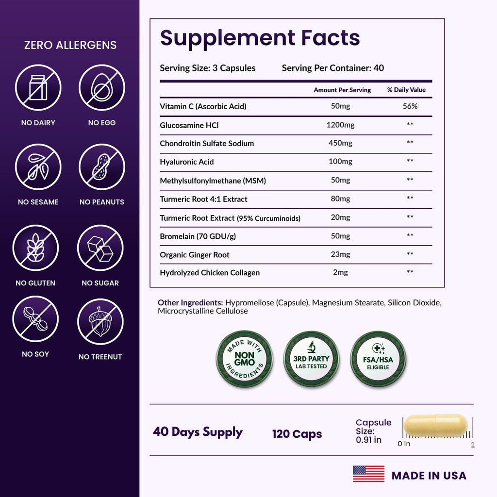 ForestLeaf Glucosamine Chondroitin MSM Joint Support - 120 Capsules - image 3