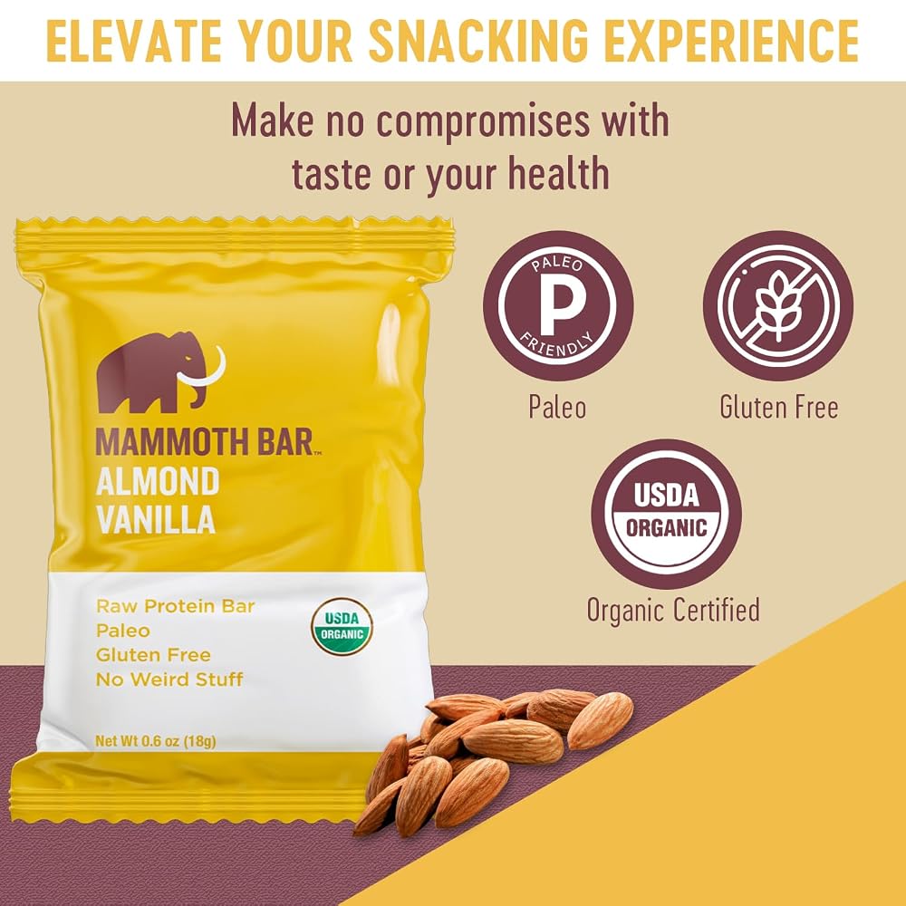 Mammoth Bar Minis - Organic Snack Bar Packed with 4g Protein. Paleo.