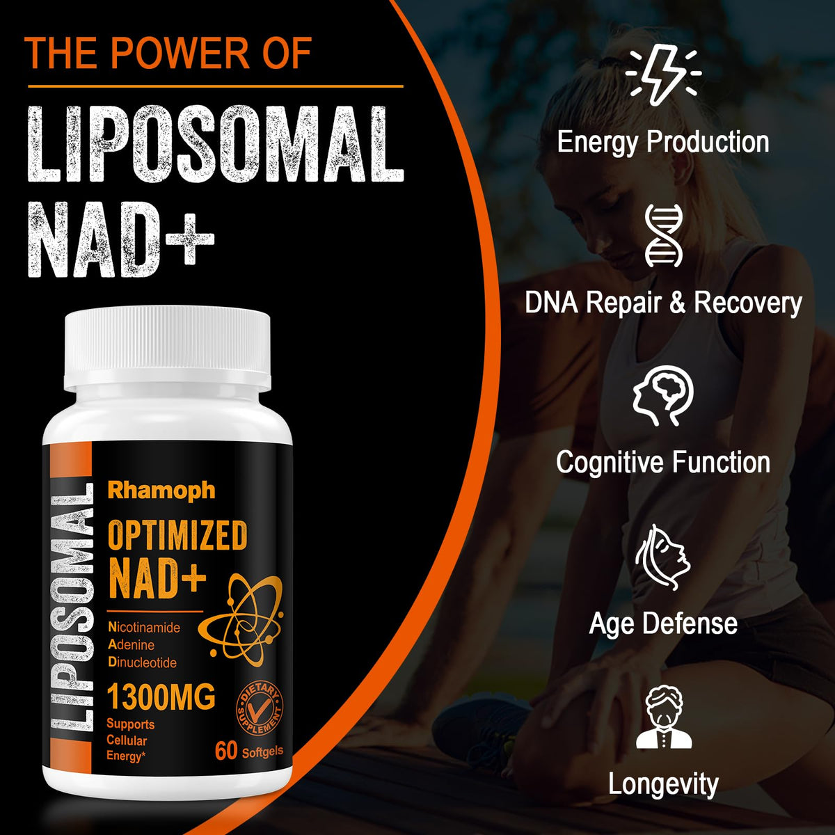 Rhameph Rossylla Liposomal NAD+ Supplement 1300 mg - 120 Softgels - image 5