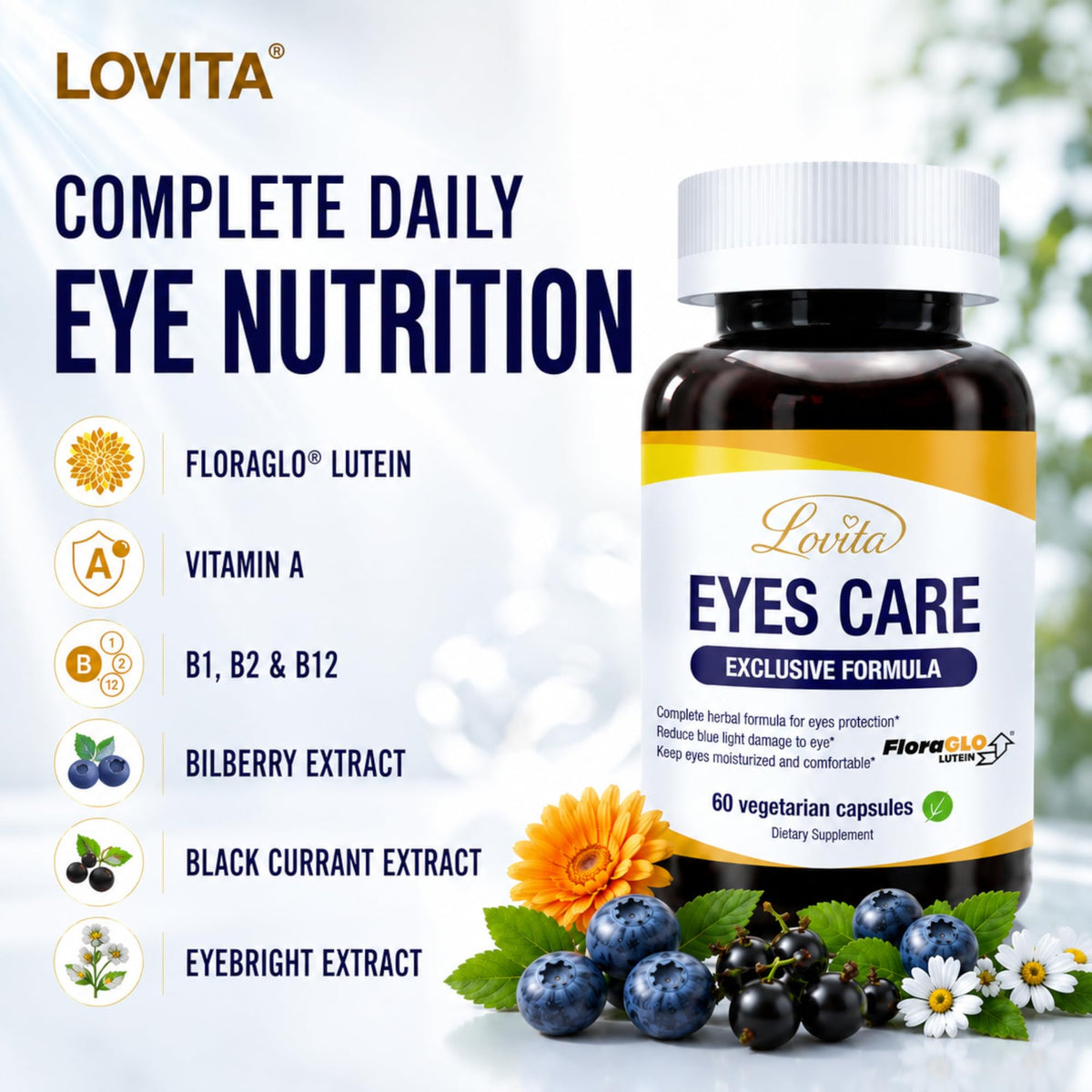 LOVITA Eyes Care Vitamin A & FloraGLO Lutein Complex - 60 Capsules - image 2