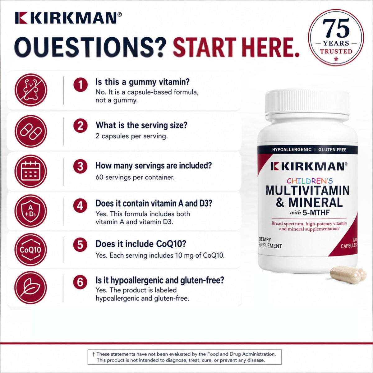 Kirkman Children's Multivitamin & Mineral with 5-MTHF - 120 Tablets - image 8