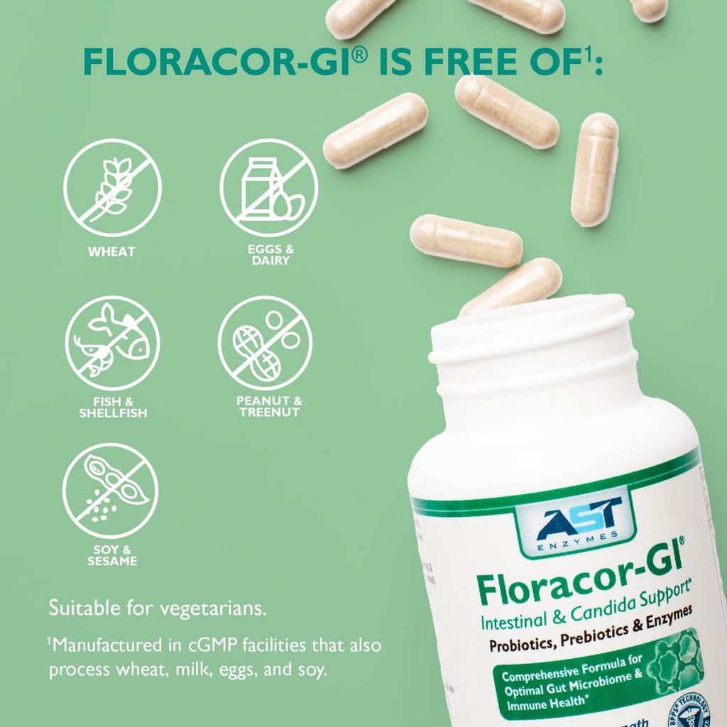 AST Enzymes Floracor Probiotic & Enzyme Formula - 60 Vegetarian Capsules - image 7