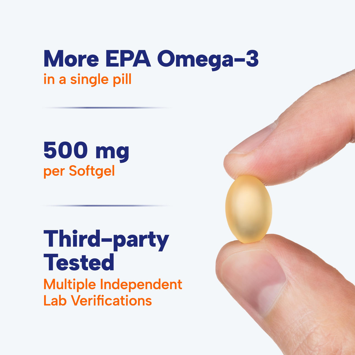 OmegaVia EPA 500 mg Purified Omega 3 Fish Oil Burpless - 120 Softgels - image 2