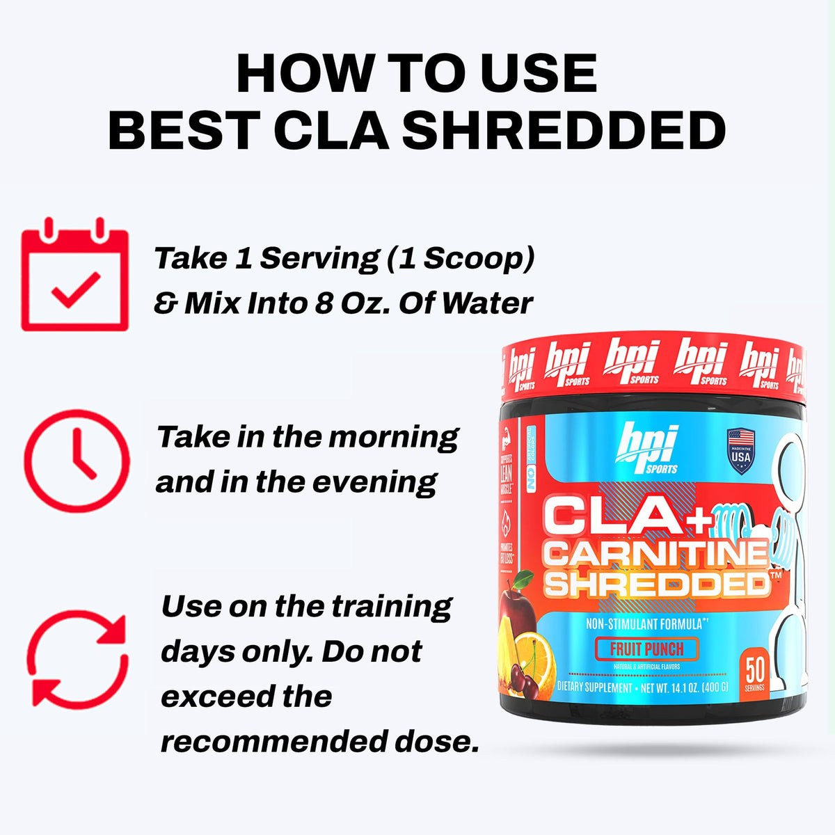 BPI Sports CLA + Carnitine Shredded Supports Lean Muscle & Promotes