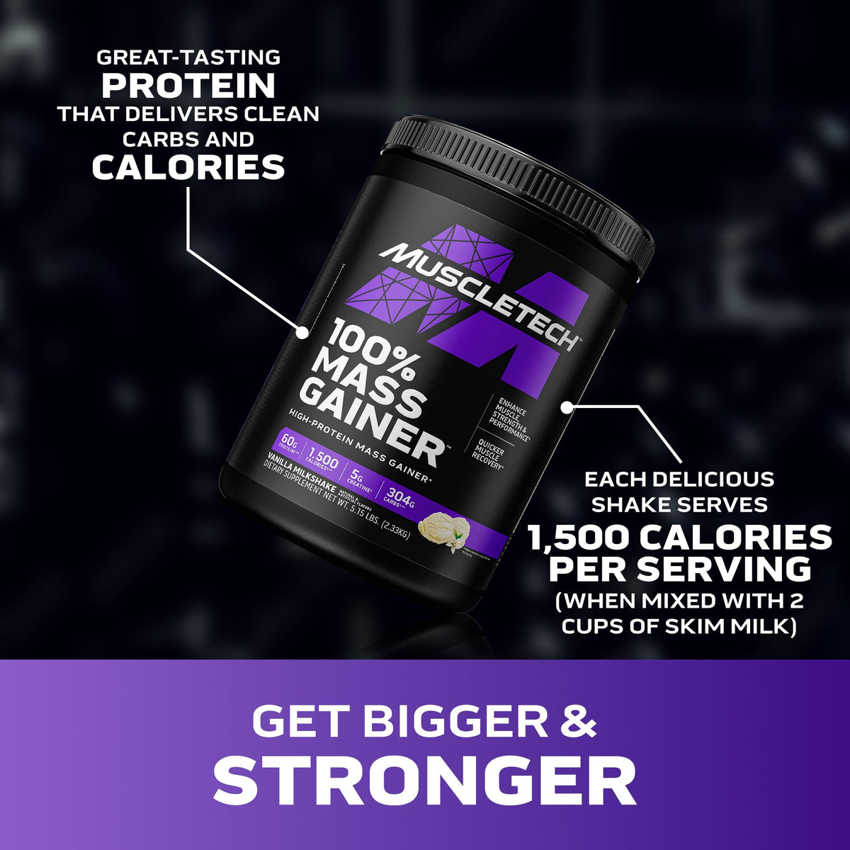 MuscleTech 100% Mass Gainer Vanilla Milkshake - 5.15 lb - image 2