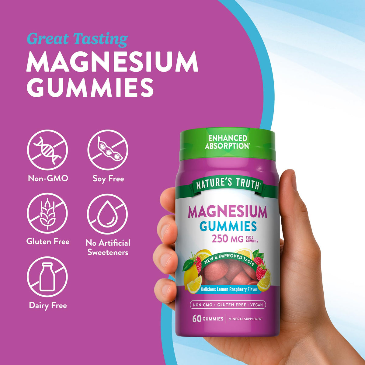 Nature's Truth Magnesium Gummies for Adults 250mg - 60 Count - image 3