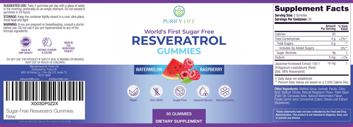 Purify Life Sugar-Free Resveratrol Gummies Antioxidant Support - 60 ct - image 9