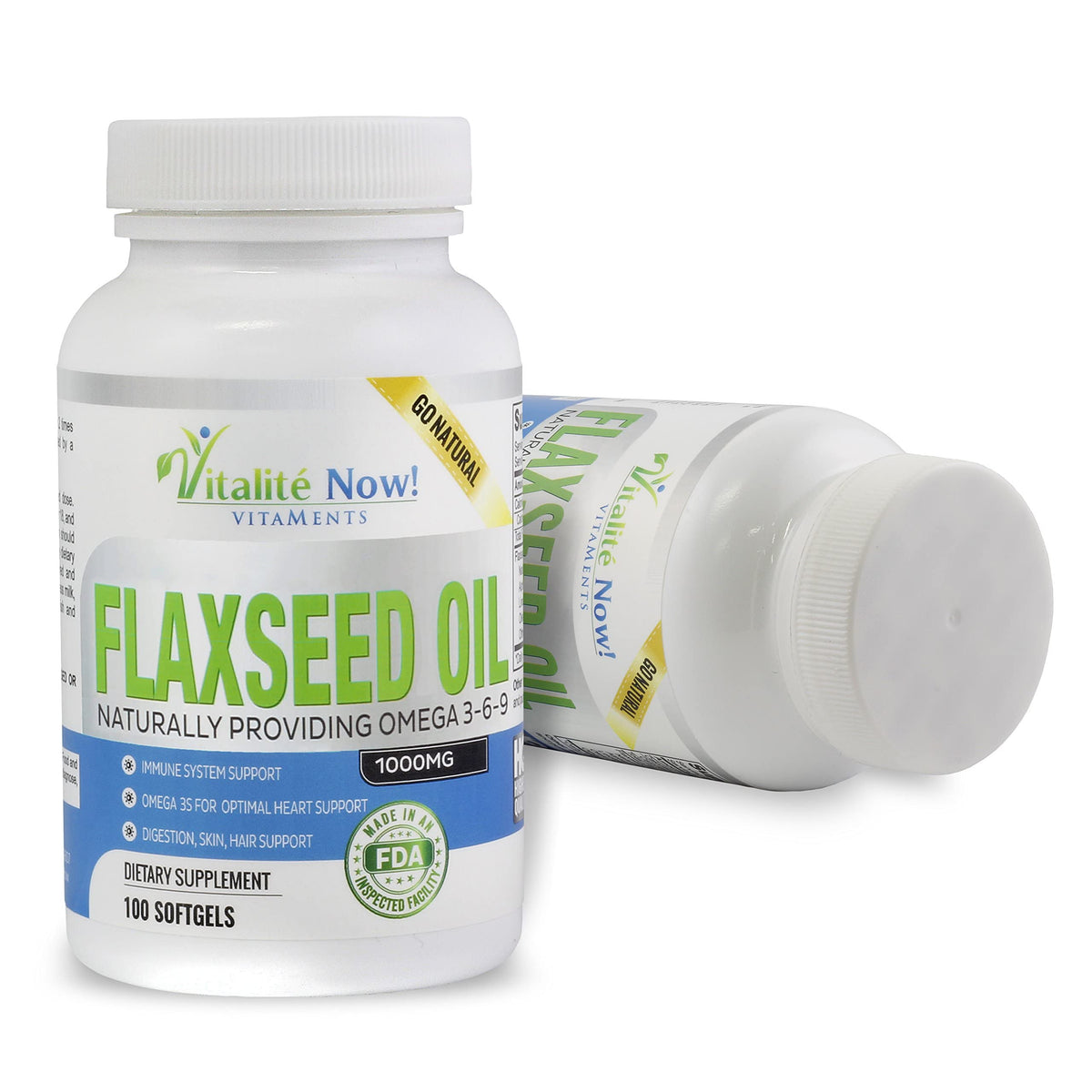 Vitalité Now! Organic Flaxseed Oil Softgels - Premium