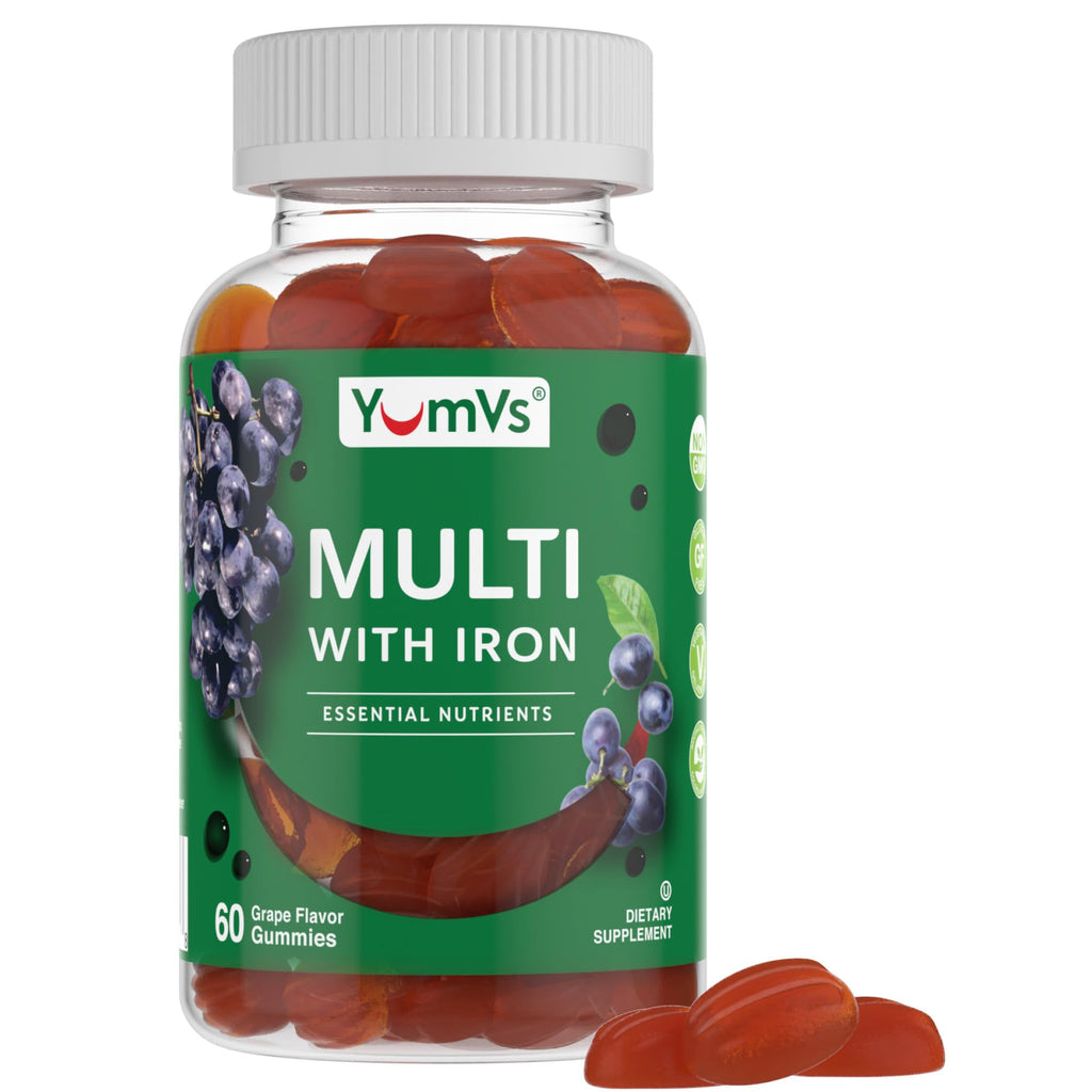 YUM-V'S Iron Gummies Multivitamin with Vitamin C, A, B & Zinc - 60 Count