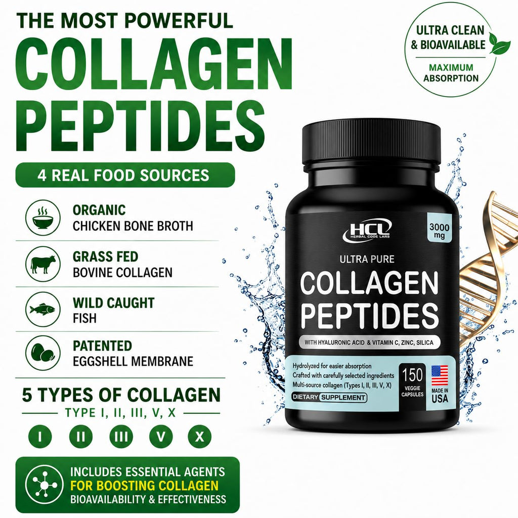 HCL Herbal Code Labs Collagen Peptides with Vitamin C - 1 Ounce - image 3