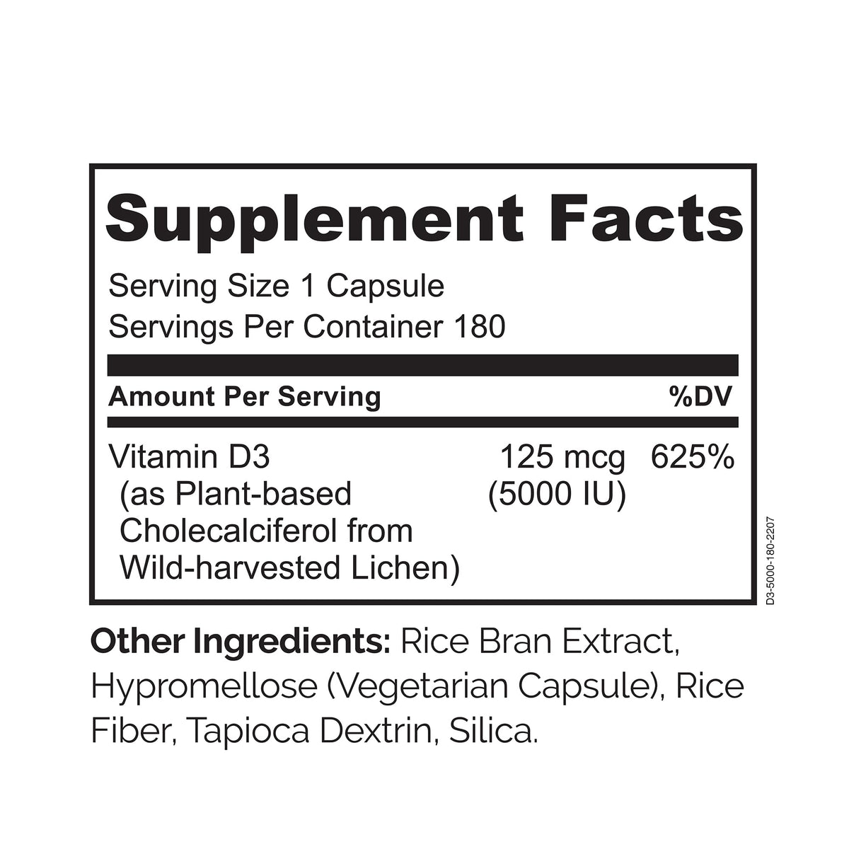 Naturelo Unflavored Vitamin D3 Capsules Bottle Bone