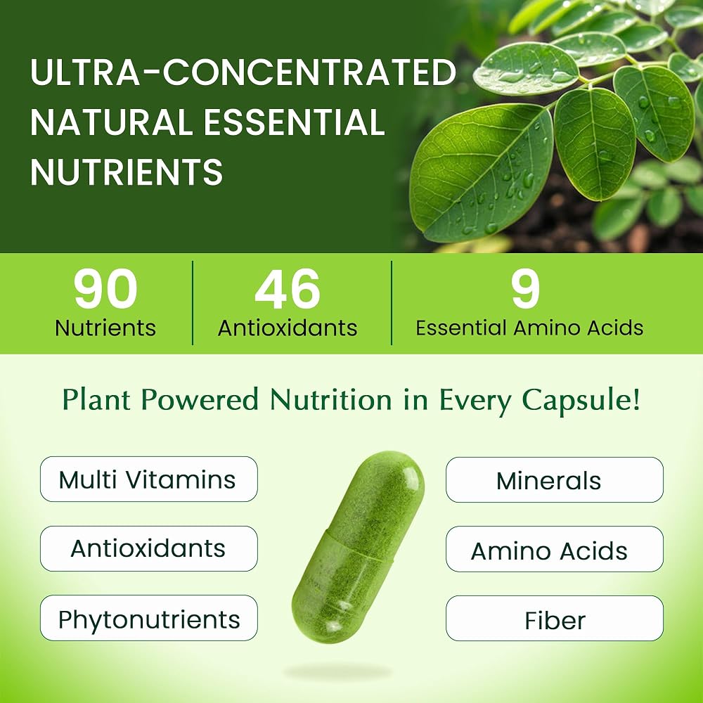 Organic Veda Moringa Capsule 1000mg - 360 Vegan Capsules - image 3