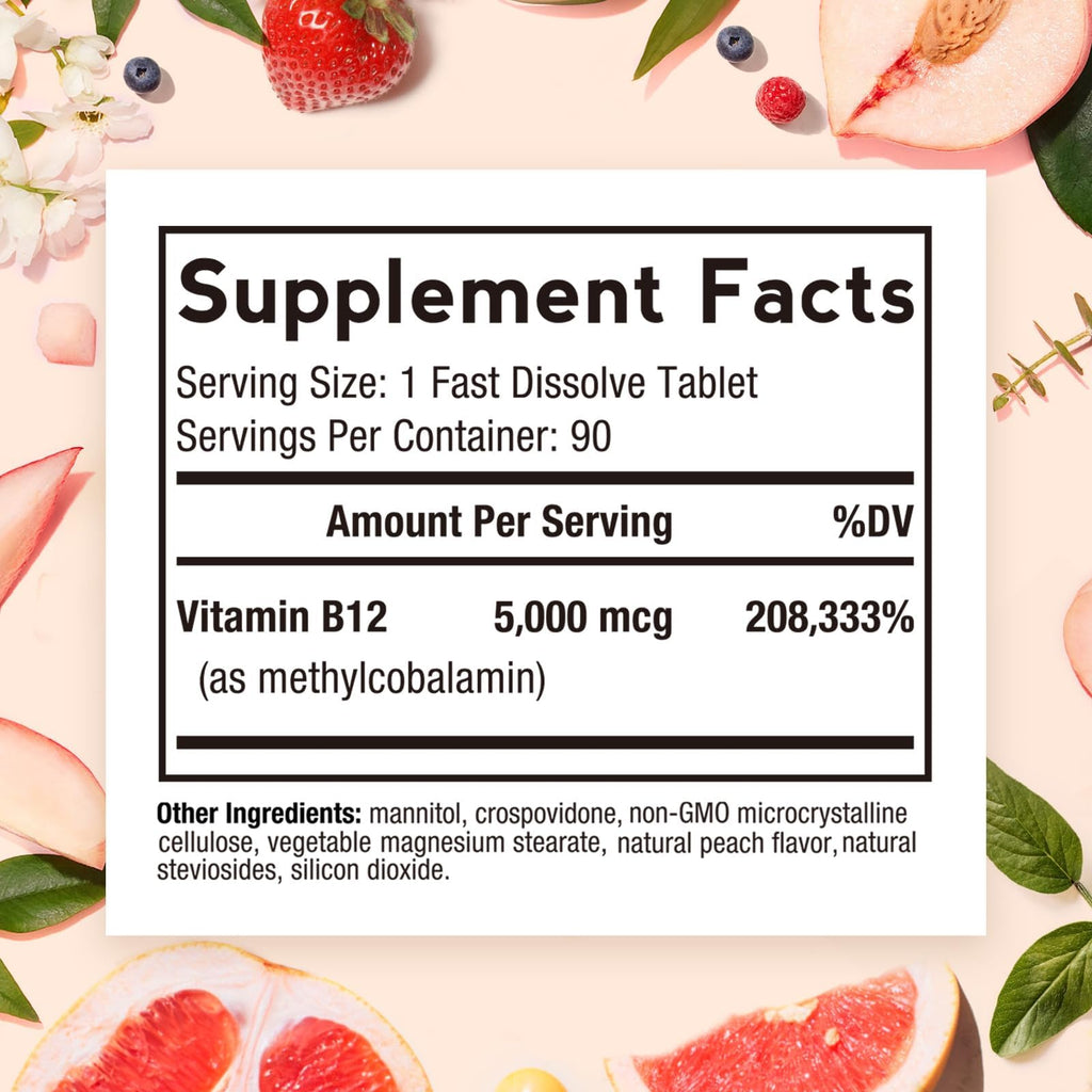 Doctor's Recipes Vitamin B12 Methylcobalamin 5000 mcg - 90 Tablets - image 2