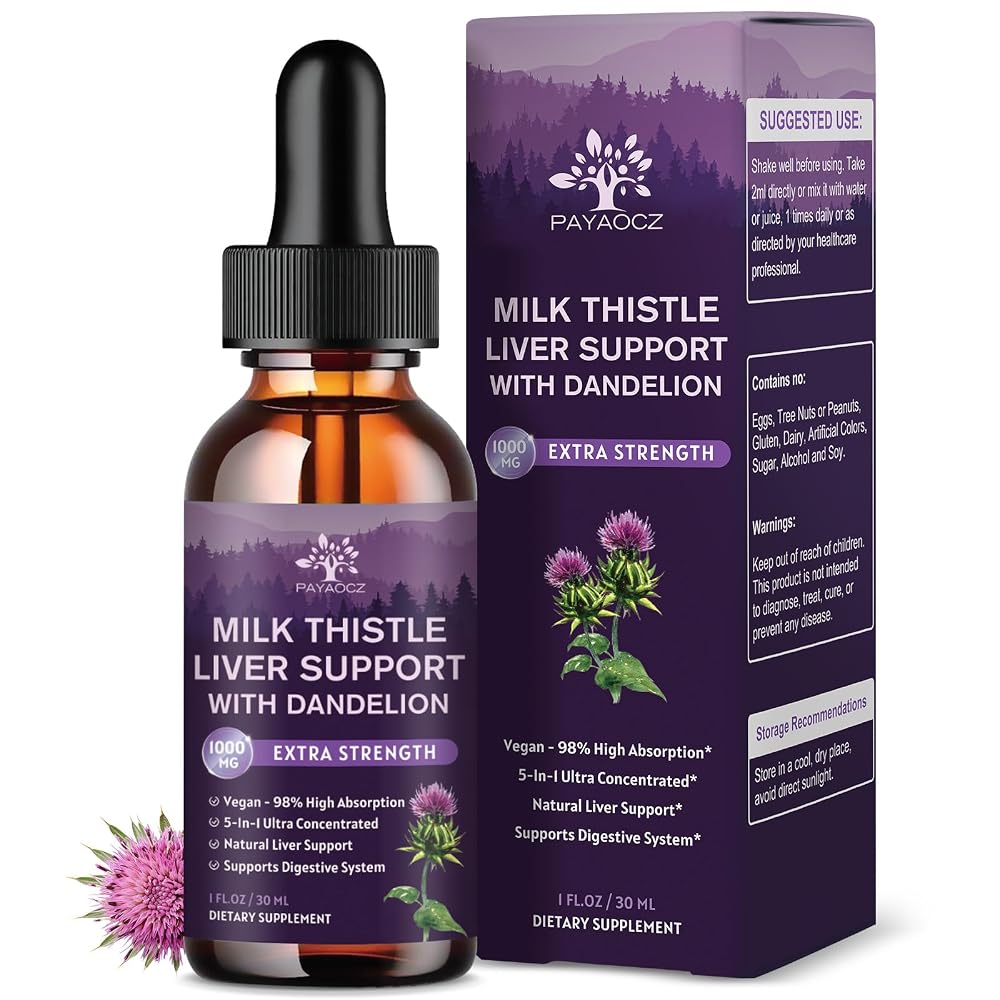PAYAOCZ Milk Thistle Liquid Drops Silymarin 1000mg