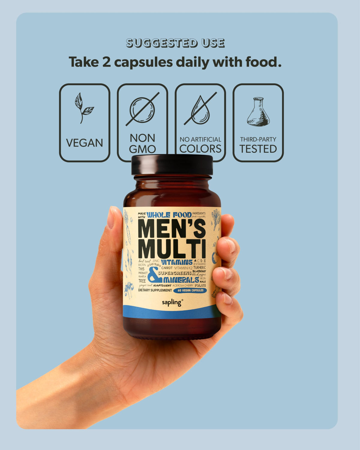 Sapling Multivitamin for Men with Methylated B Complex - 60 Capsules - image 5
