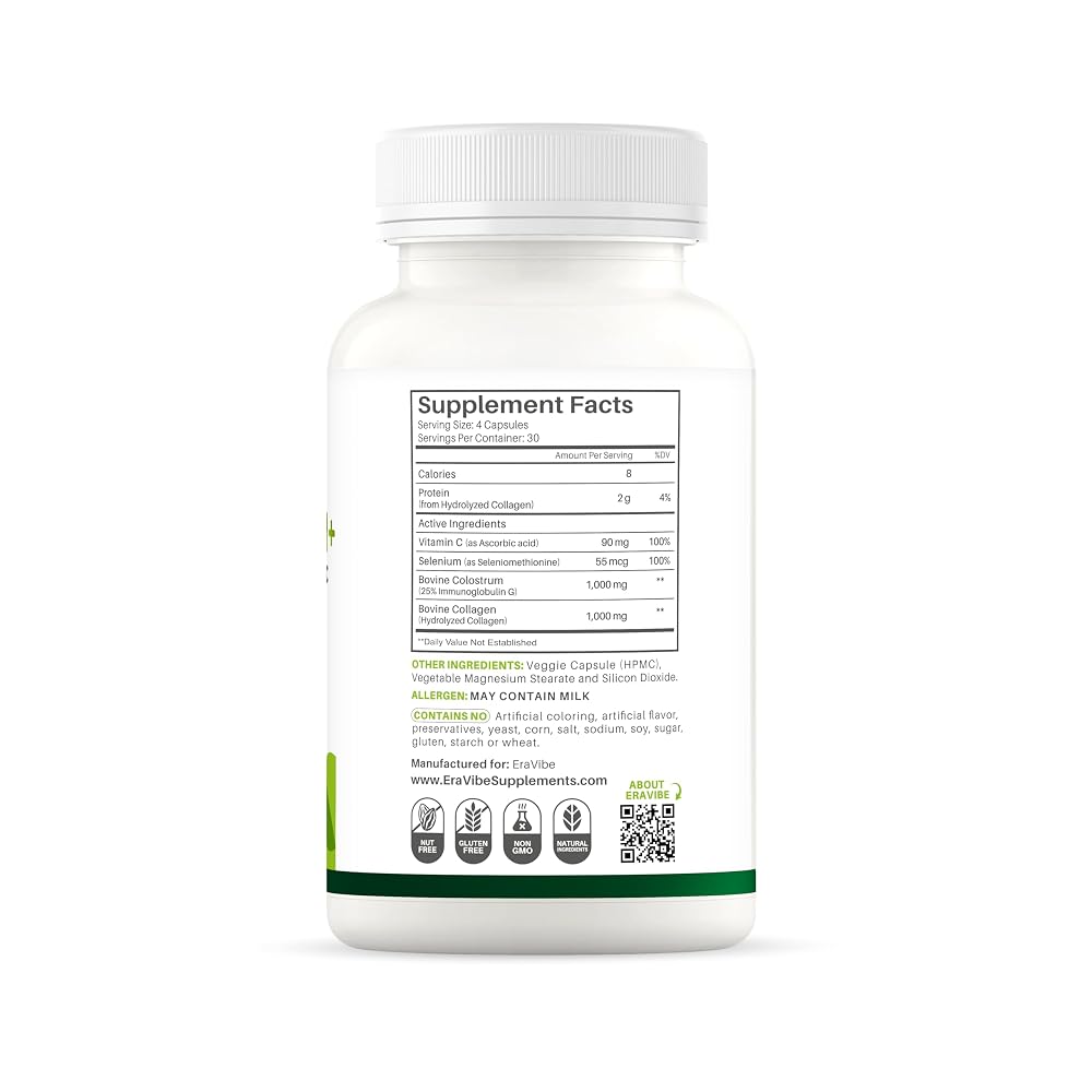 ERAVIBE Colostrum Supplement 4 in 1 with Collagen - 120 Vegan Capsules - image 4
