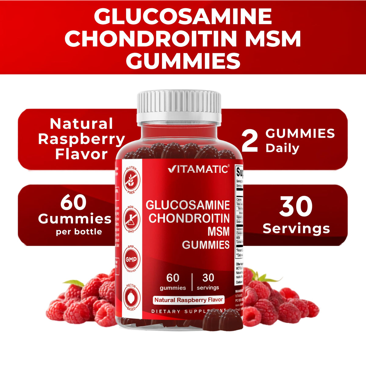 Vitamatic Glucosamine Chondroitin with MSM & Vitamin E - 60 Gummies - image 4