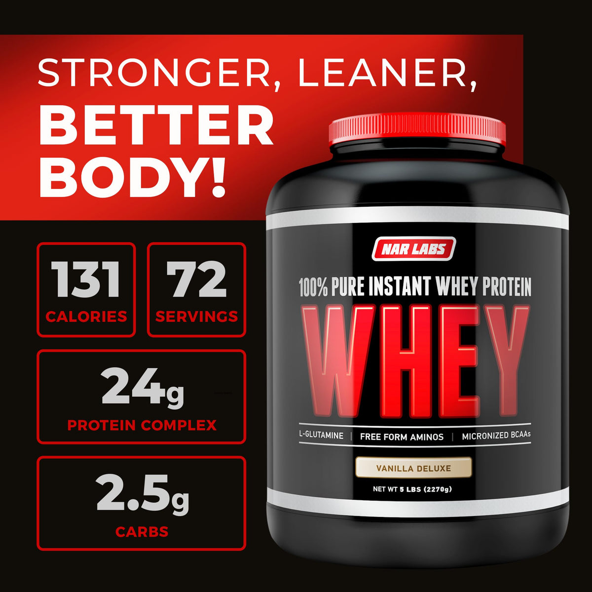 Nar Labs Pure Instant Whey Protein 5lbs (Strawberry)