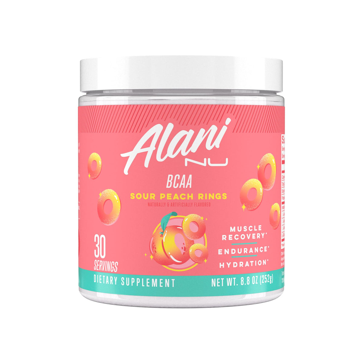 Alani Nu BCAA Sour Peach Ring Powder Muscle Recovery - 30 Servings