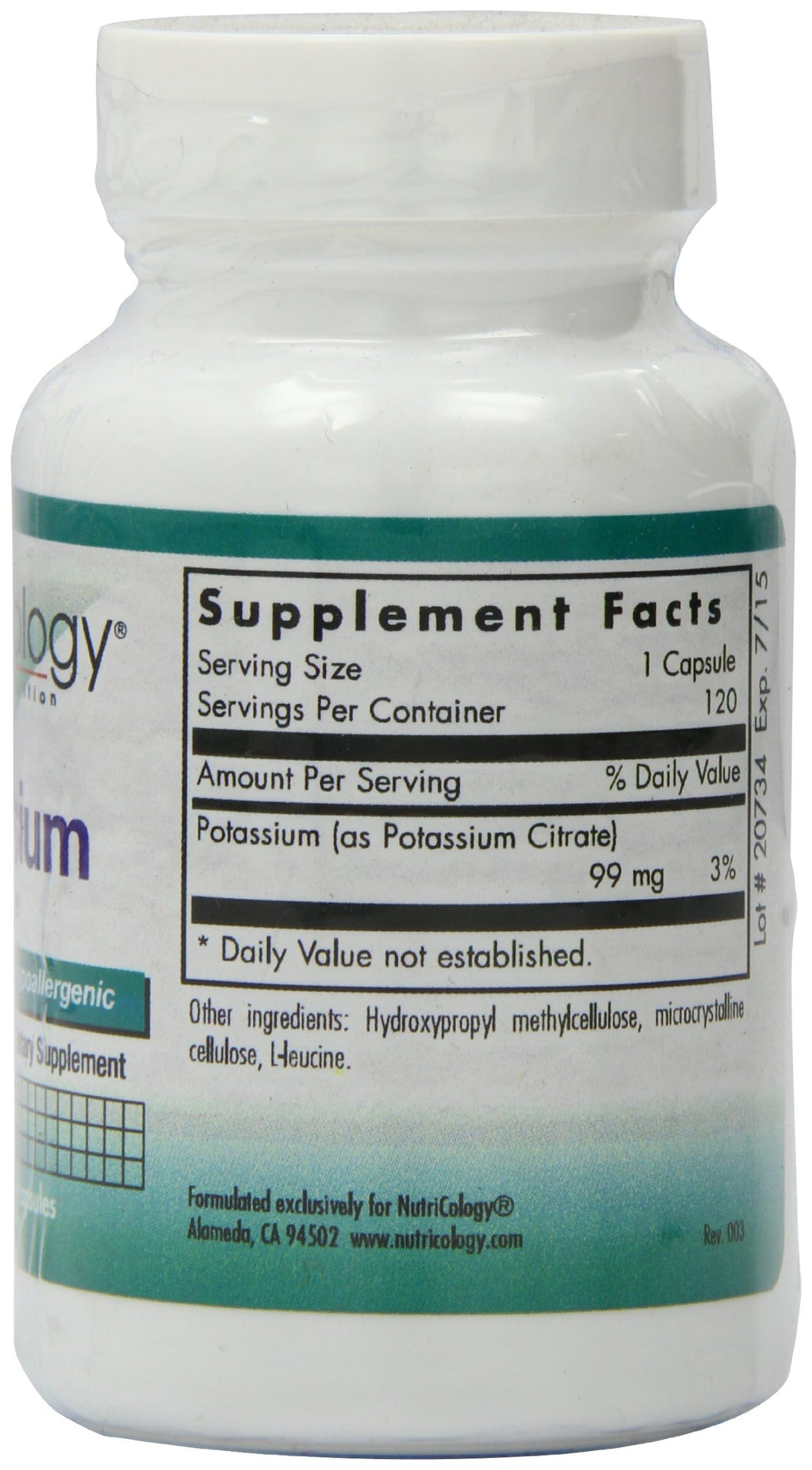 Allergy Research Group Potassium Citrate 99 mg - 120 Capsules - image 8