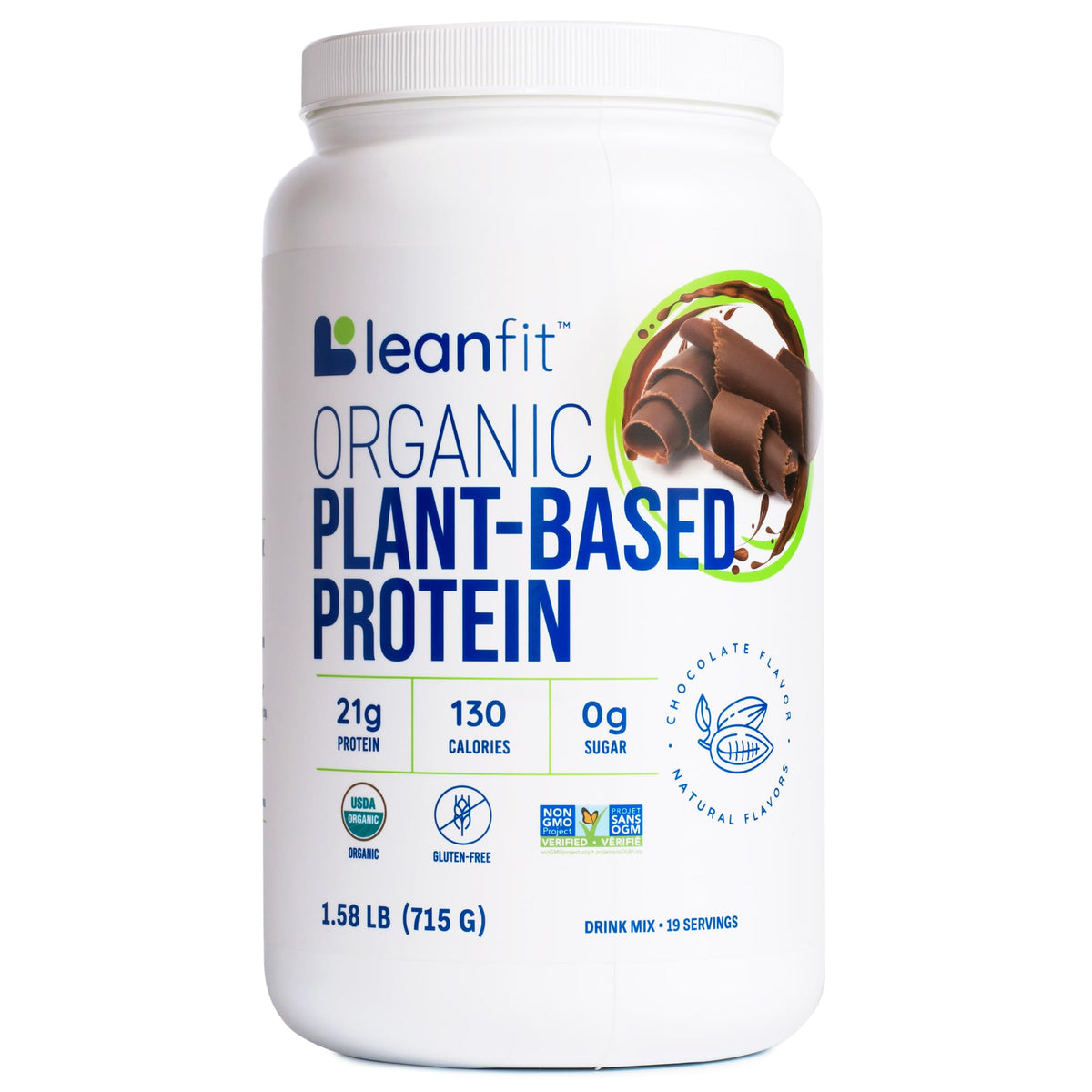 LeanFit Organic Plant-Based Protein Powder Chocolate - 18 Servings