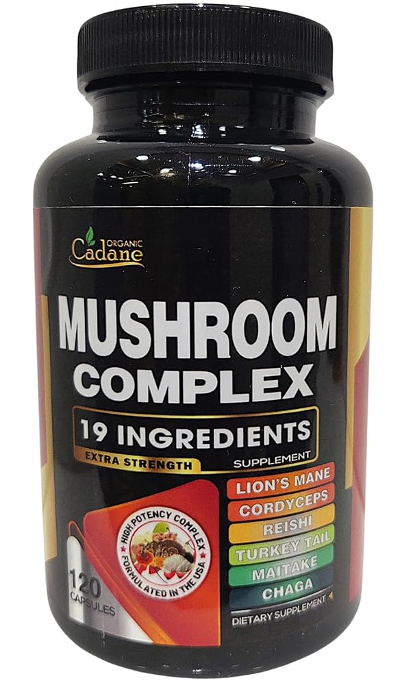 Organic Cadane Mushroom Complex 19-in-1 - 120 Vegan Capsules