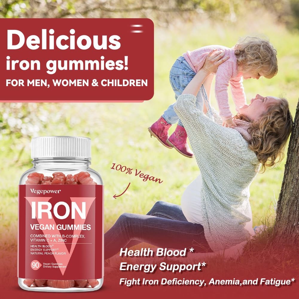 VEGEPOWER Vegan Iron Supplement Gummies - with Vitamin C