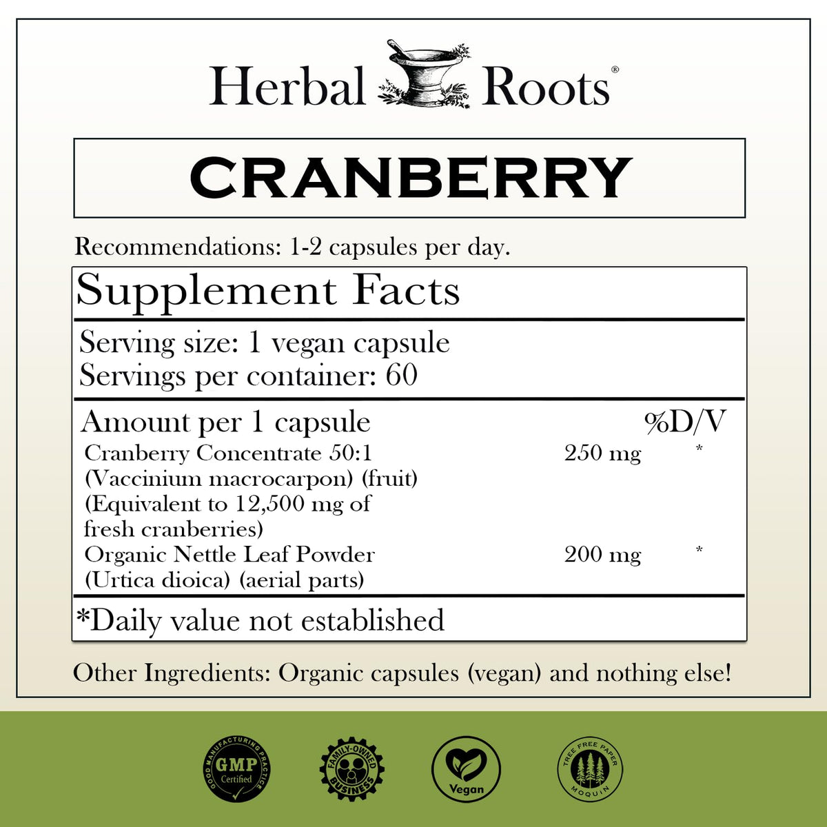 Herbal Roots Maximum Strength Cranberry Pills for Urinary Tract Health - image 2