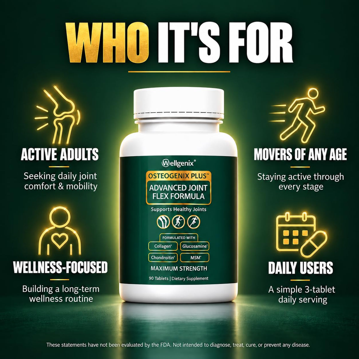 Wellgenix Osteogenix Plus Joint Support Glucosamine Chondroitin MSM - 90 Tablets - image 5