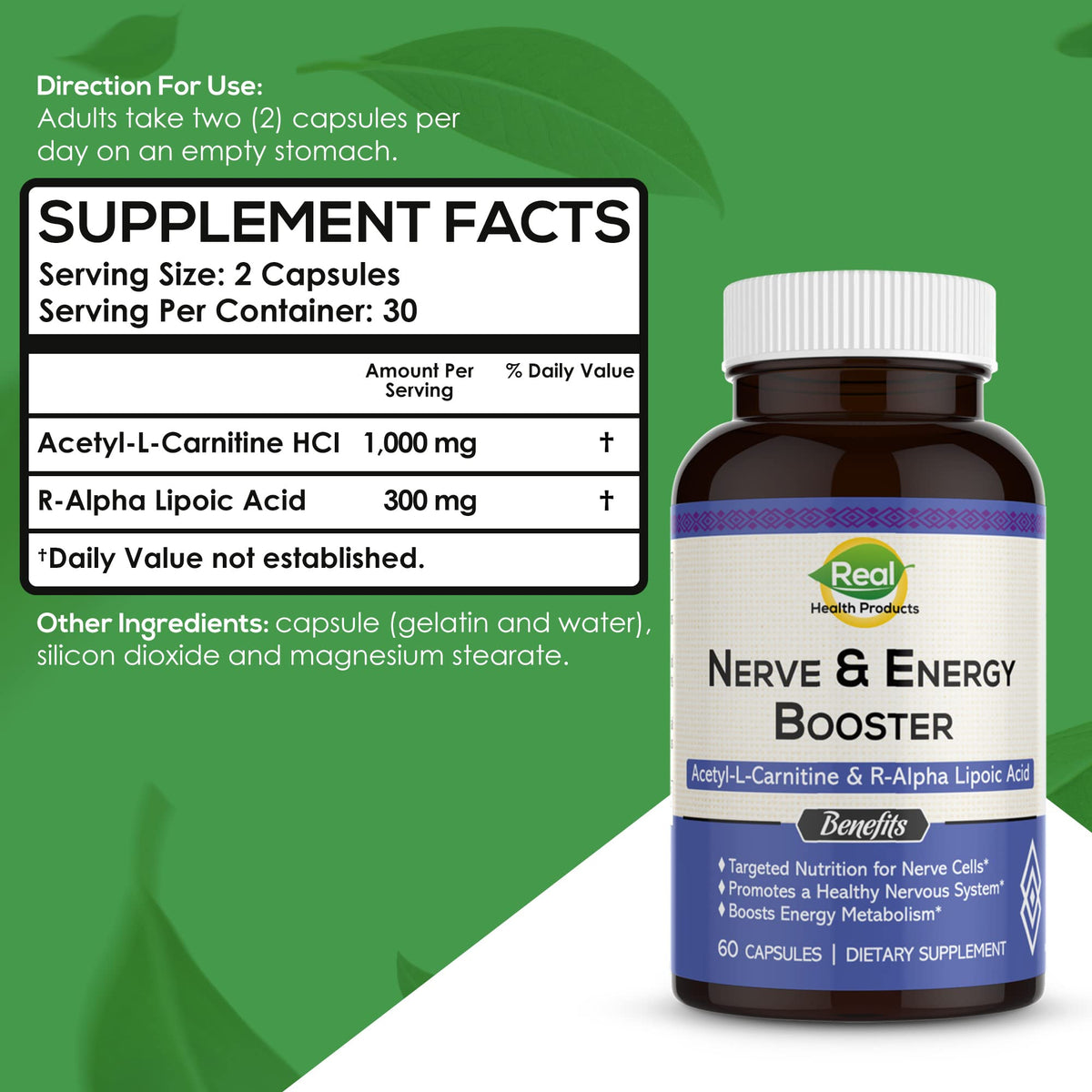 RHP ALA Supplement R-Alpha Lipoic Acid 300mg & Acetyl L-Carnitine - 60 Capsules - image 2