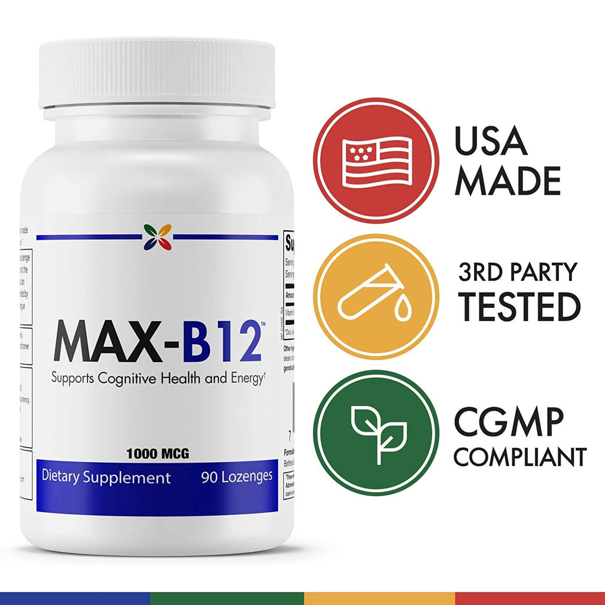 Stop Aging Now MAX-B12 Lozenges 1000 MCG - 90 Lozenges - image 3