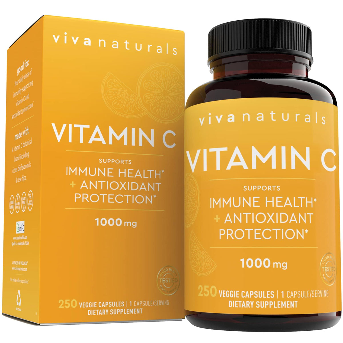 Viva Naturals Vitamin C 1000 mg Immune Support - 250 Vegetarian Capsules