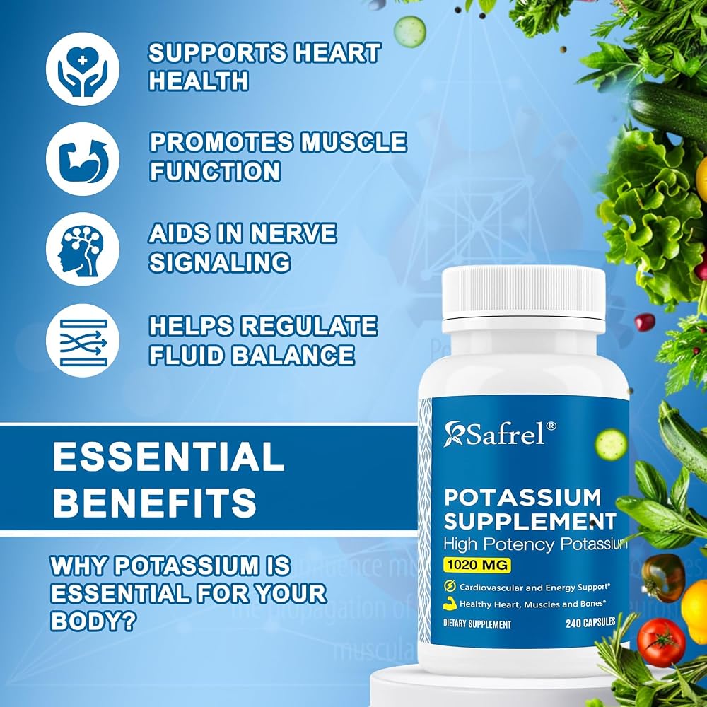 Safrel Potassium Supplement 1020 mg - 240 Vegetarian Capsules - image 3