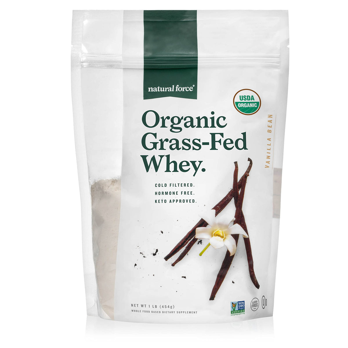 Natural Force Grass Fed Organic Whey Protein Powder Vanilla - 16 oz
