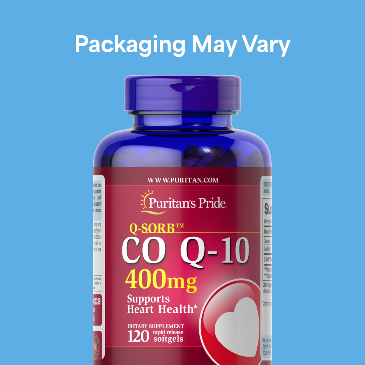 Puritan's Pride Coenzyme CoQ10 400mg - 120 Softgels - image 2