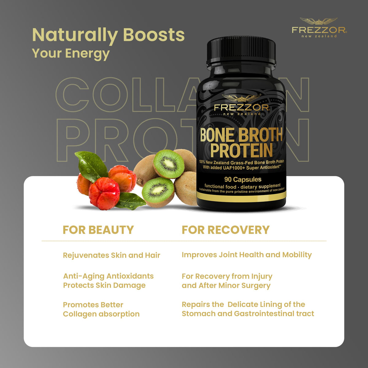 FREZZOR Bone Broth Protein Capsules Grass-Fed - 540 Count - image 4