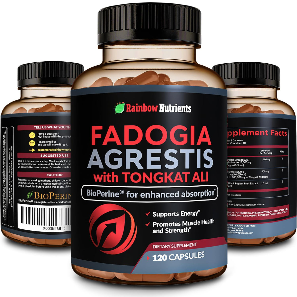 Rainbow Nutrients Fadogia Agrestis with Tongkat Ali - 120 Capsules