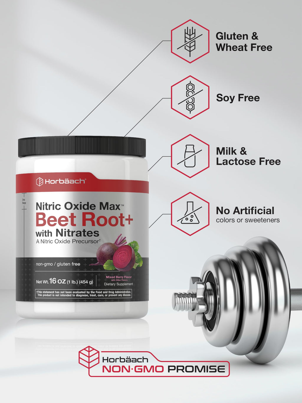 Horbäach Nitric Oxide Powder Mixed Berry - 16 oz - image 5