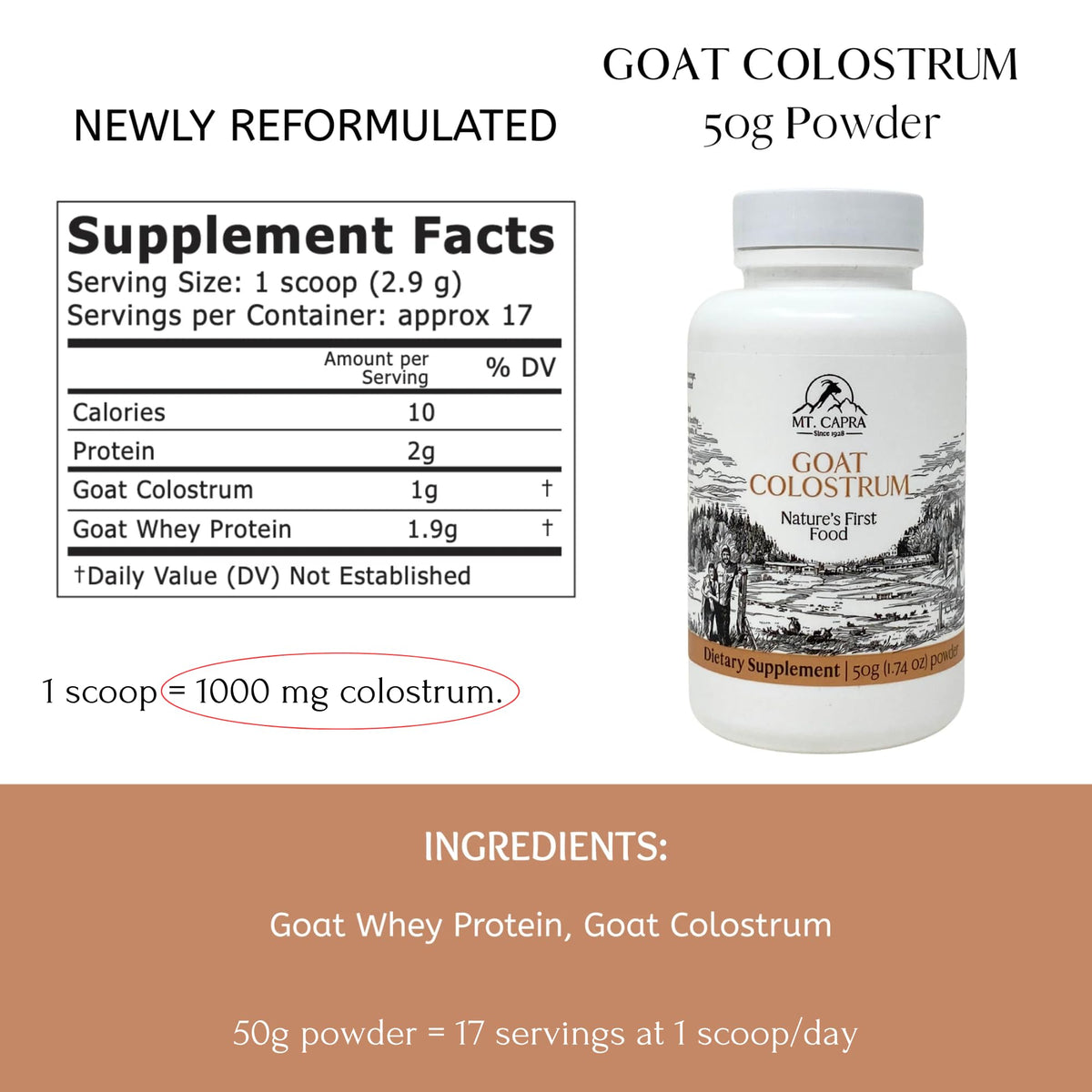 Mt. Capra Goat Colostrum Powder Immune Support - 50g - image 2