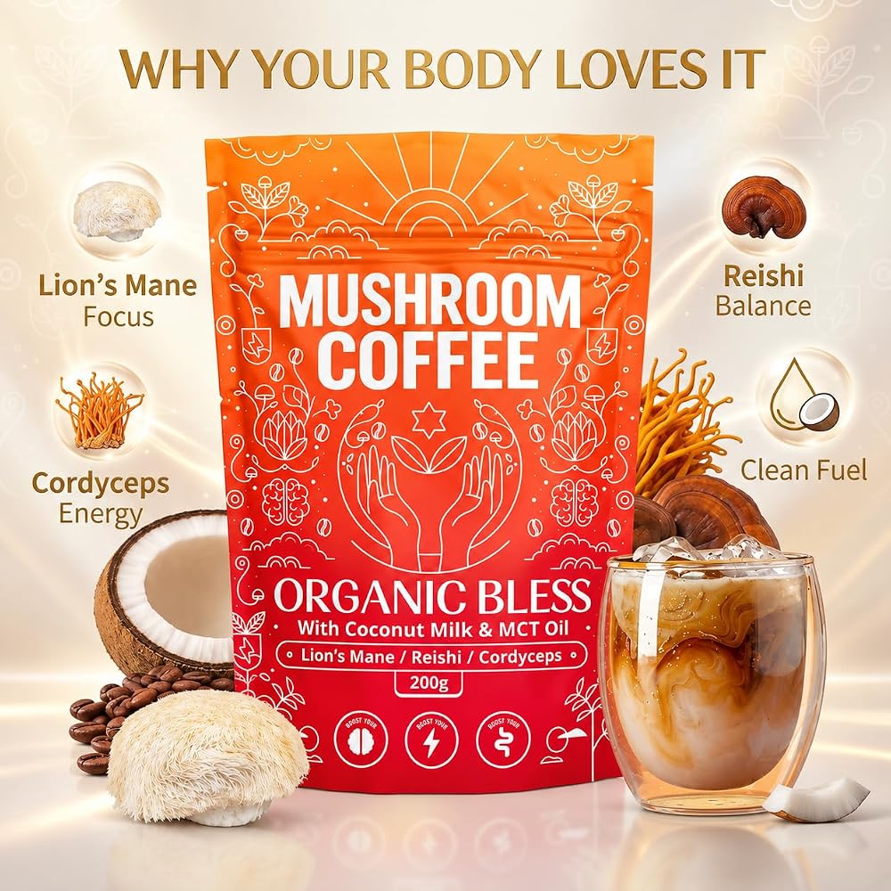 Organic Bless Mushroom Coffee Instant Powder - 30 Servings - image 5